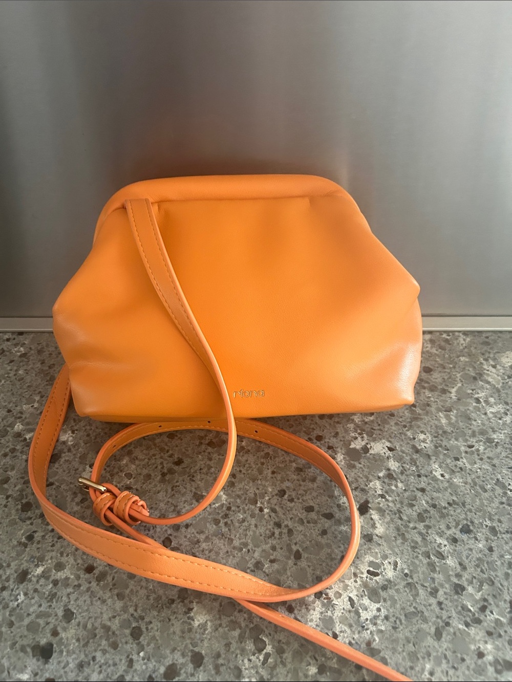 Orange Vegan Leather (PU) Crossbody Bag - Minimal Silhouette